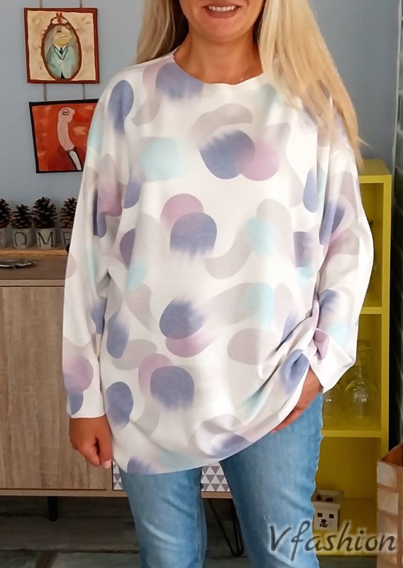 Пуловер фино плетиво - цветни петна