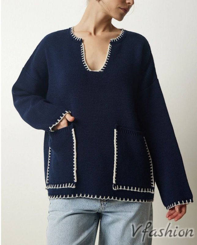 Пуловер с джобове