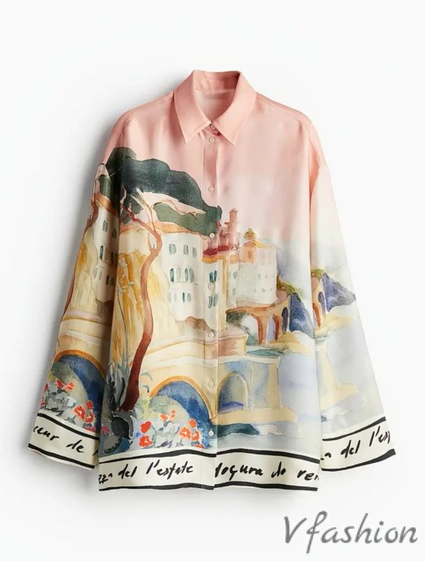 Риза с нежен принт - розова