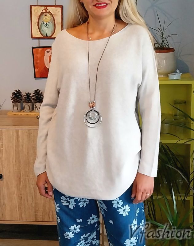 Пуловер с гердан - бежов