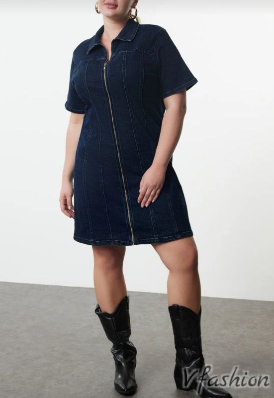 Дънкова рокля с цип