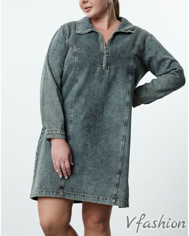 Дънкова рокля с цип