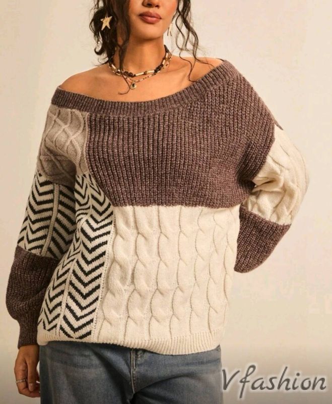 Пуловер с различни плетки