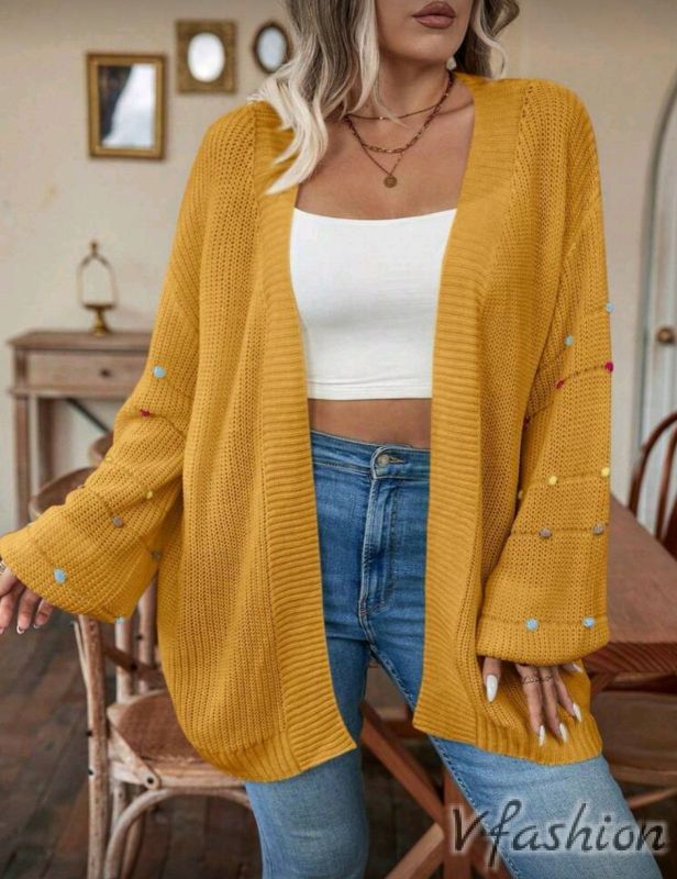 Жилетка с цветни мотиви - жълта