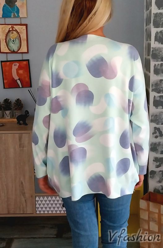 Пуловер фино плетиво - цветни петна