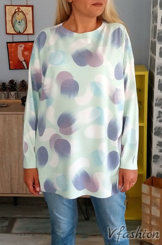 Пуловер фино плетиво - цветни петна