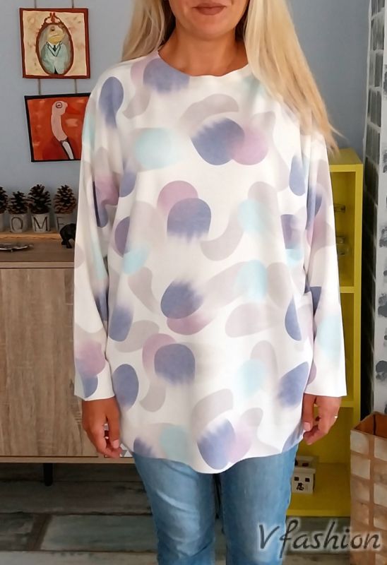 Пуловер фино плетиво - цветни петна