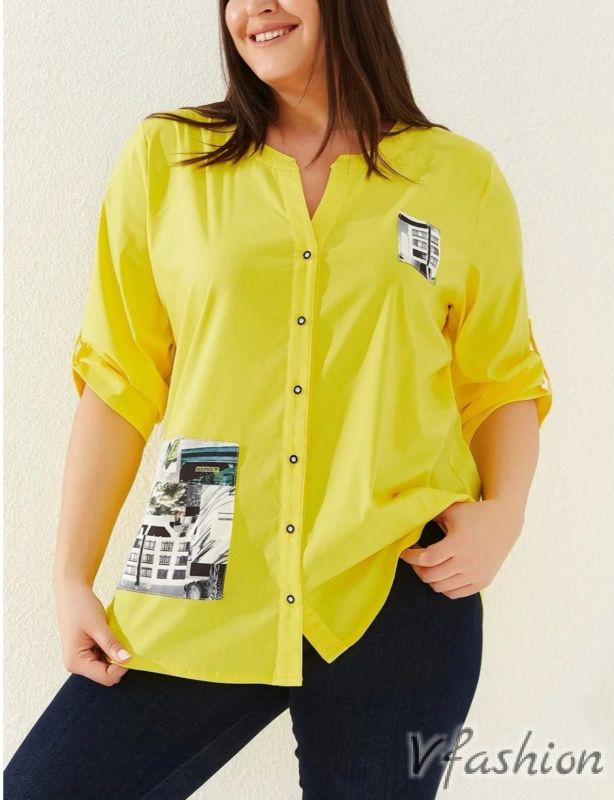 Риза с акценти - жълта