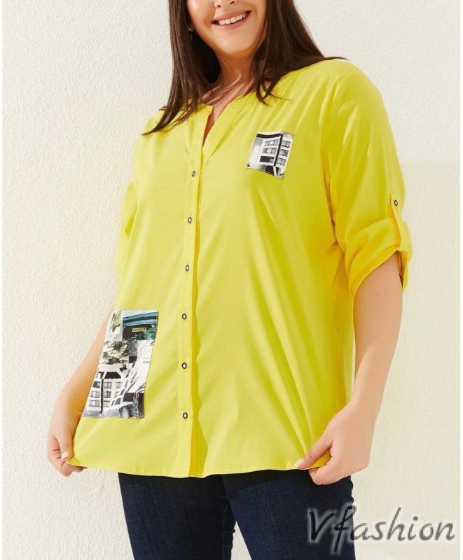 Риза с акценти - жълта