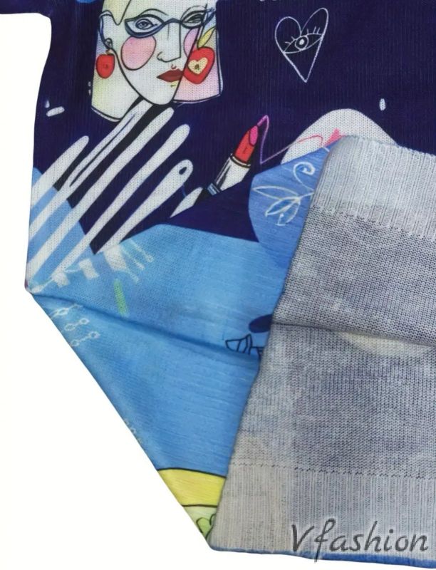 Пуловер фино плетиво с принт