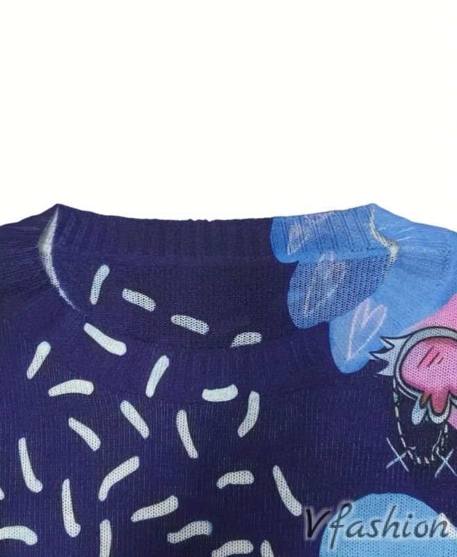 Пуловер фино плетиво с принт