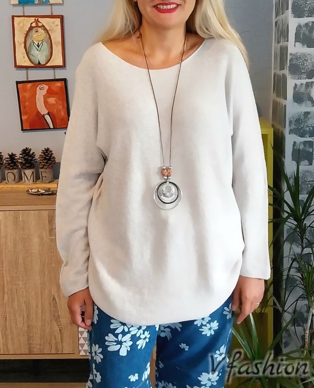 Пуловер с гердан - бежов