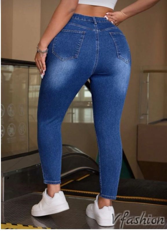 Макси дънки по тялото - сини