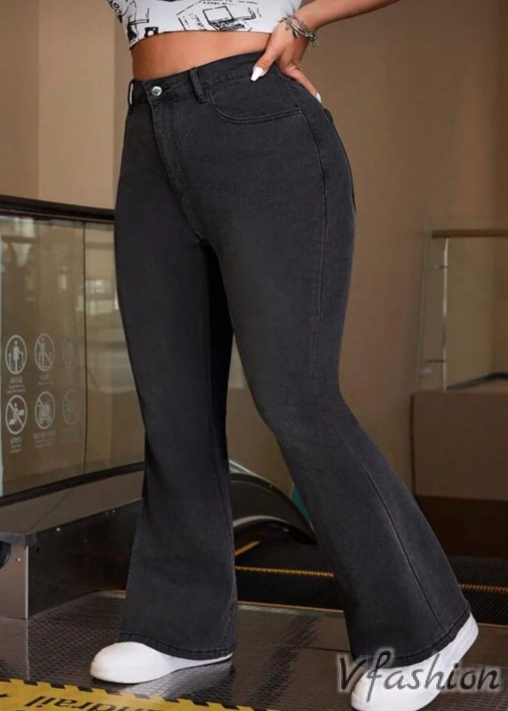 Еластични макси дънки - черни