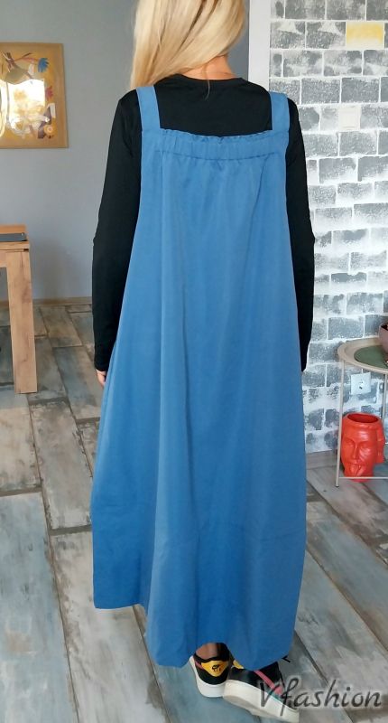 Сукман с джобове - син