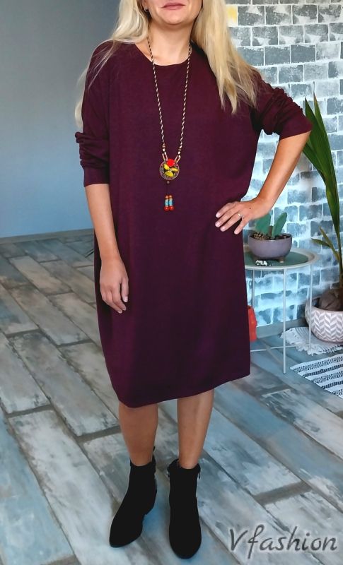 Широка рокля - фино плетиво - лилава