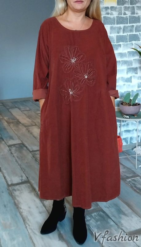 Джинсова рокля с цветя - керемидена