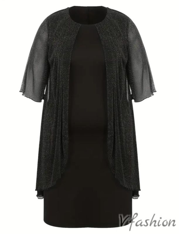 Официална рокля с наметало - черна