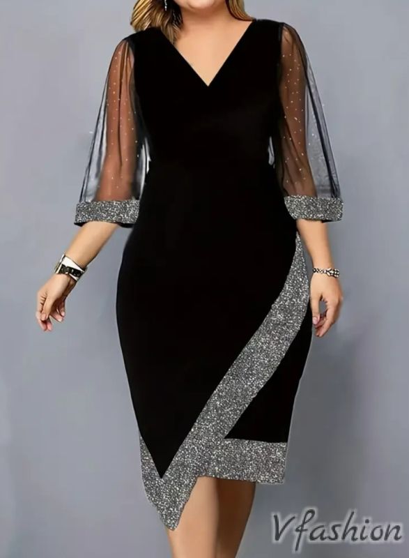 Официална рокля със сребристи акценти