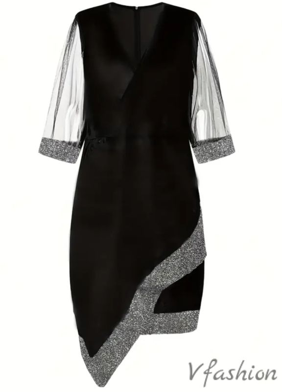 Официална рокля със сребристи акценти