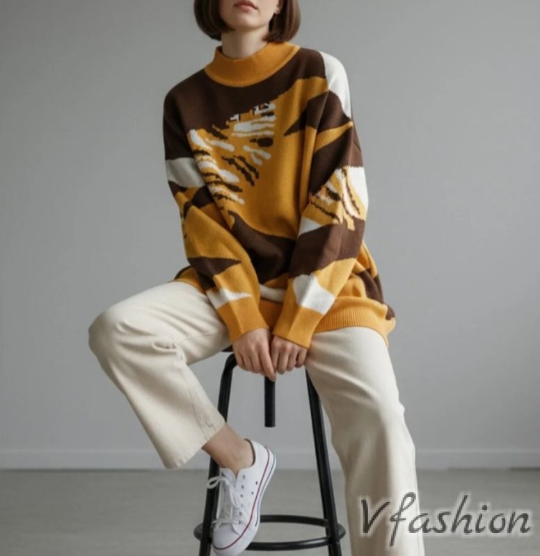 Пуловер с висока яка