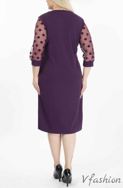 Права рокля с тюл - лилава