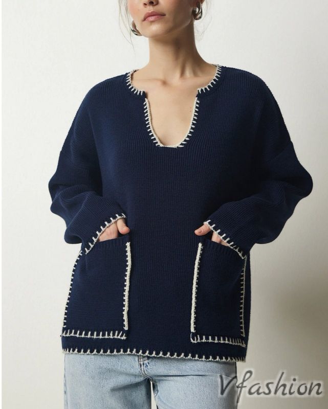 Пуловер с джобове