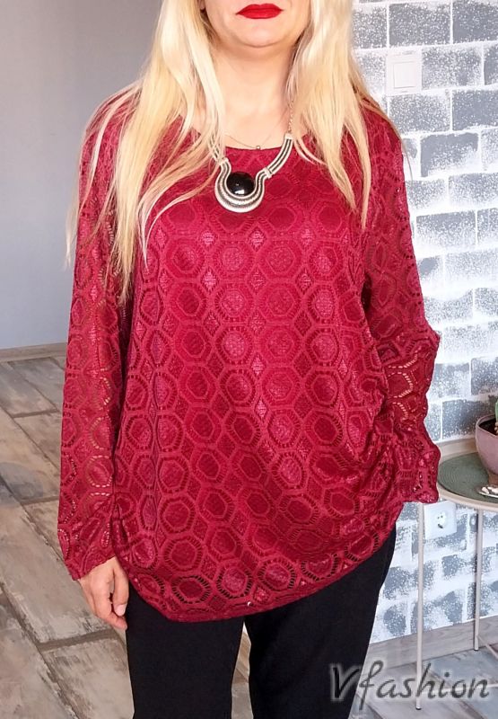 Дантелена блуза - бордо