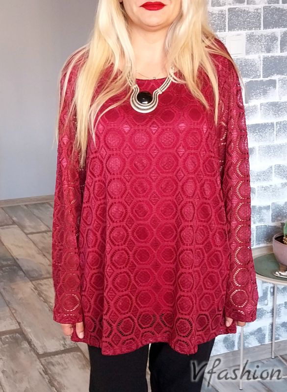 Дантелена блуза - бордо