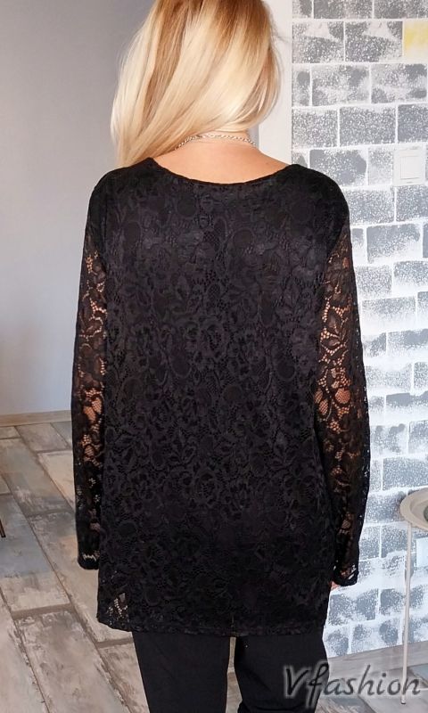 Дантелена блуза - черна