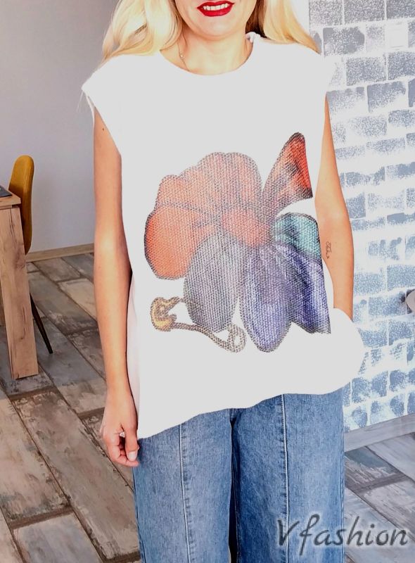 Блуза без ръкав - екрю