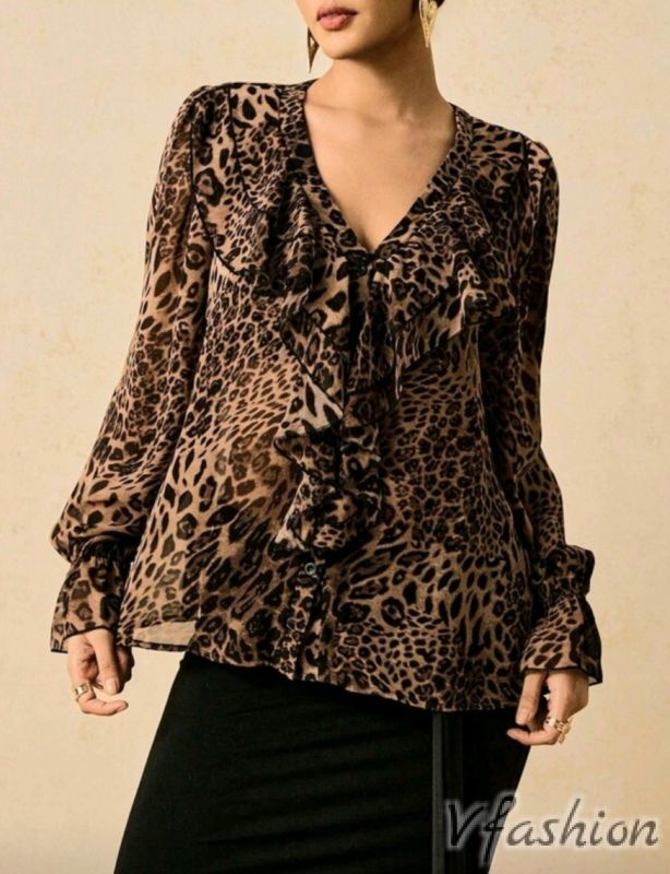 Риза с леопардов принт 