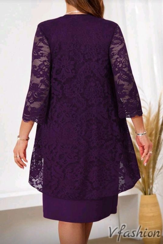 Рокля с дантела - лилава