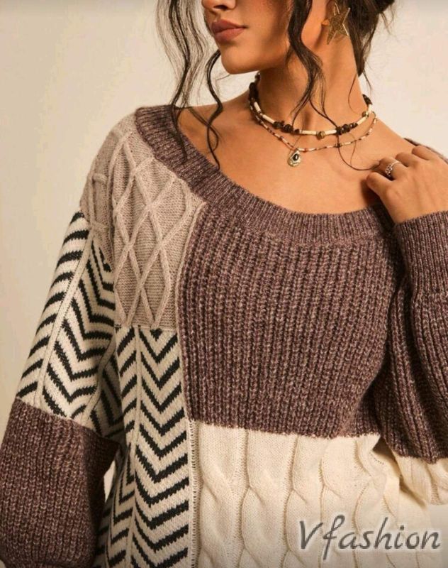 Пуловер с различни плетки