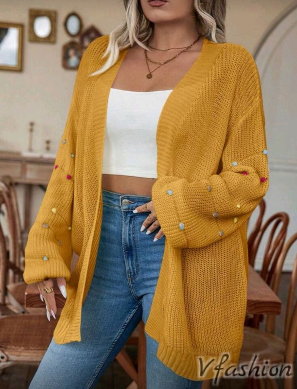 Жилетка с цветни мотиви - жълта