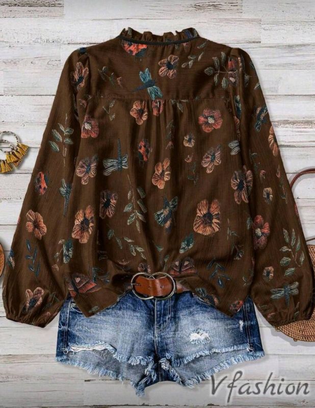 Риза с връзки и принт