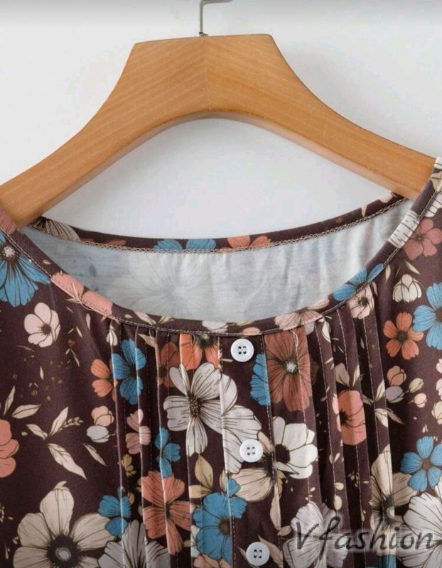 Блуза на цветчета - кафява