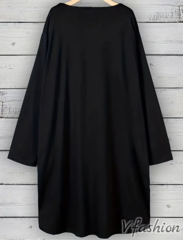 Рокля с джобове - черна