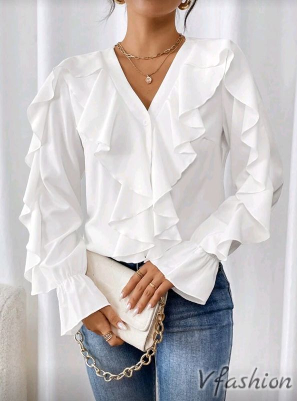 Риза с волани - бяла