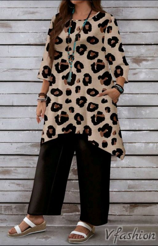 Комплект панталон и туника с леопардов принт