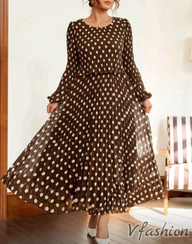 Рокля солей на точки - кафява