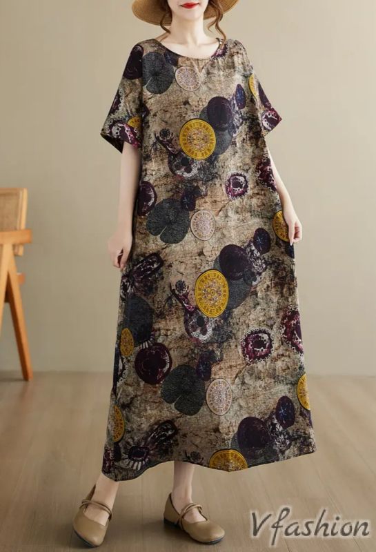 Рокля с джобове и арт принт