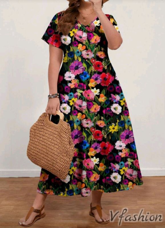 Еластична рокля на цветя