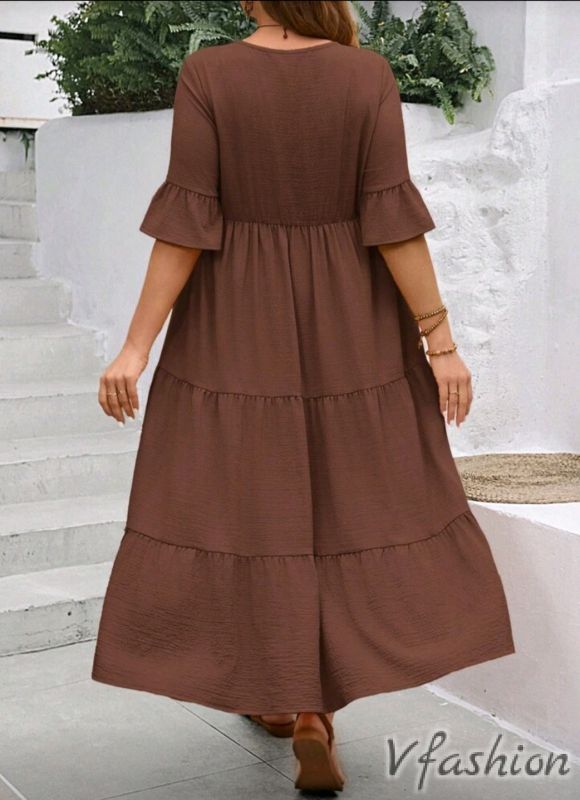 Разкроена рокля - кафява