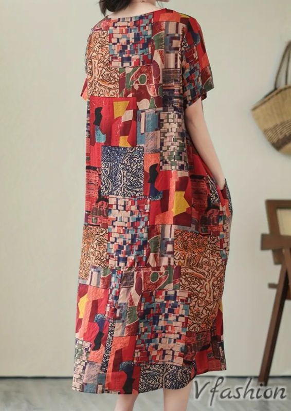 Рокля с джобове и бохо принт