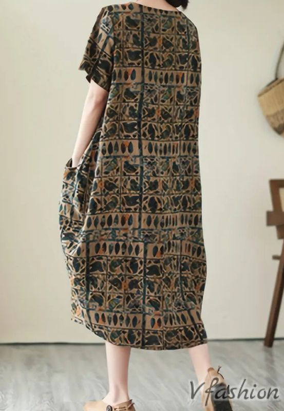 Рокля с джобове и принт