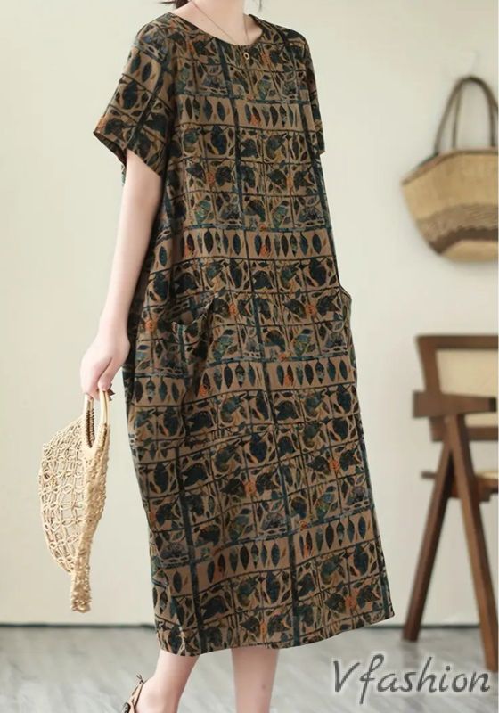 Рокля с джобове и принт