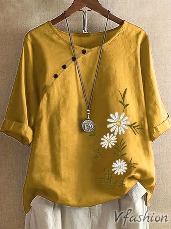 Блуза с принт цветя