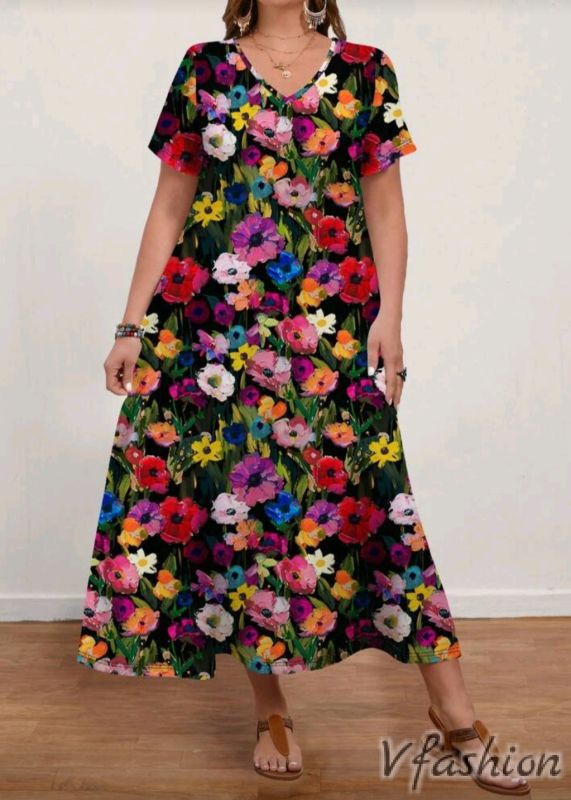 Еластична рокля на цветя