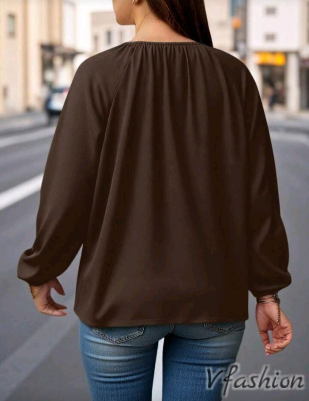 Блуза с връзка - кафява